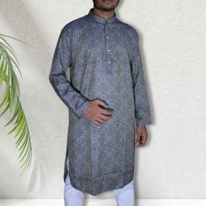 Eid new collection Stylish long print Punjabi (Snap Button/ টিপ বুতাম)